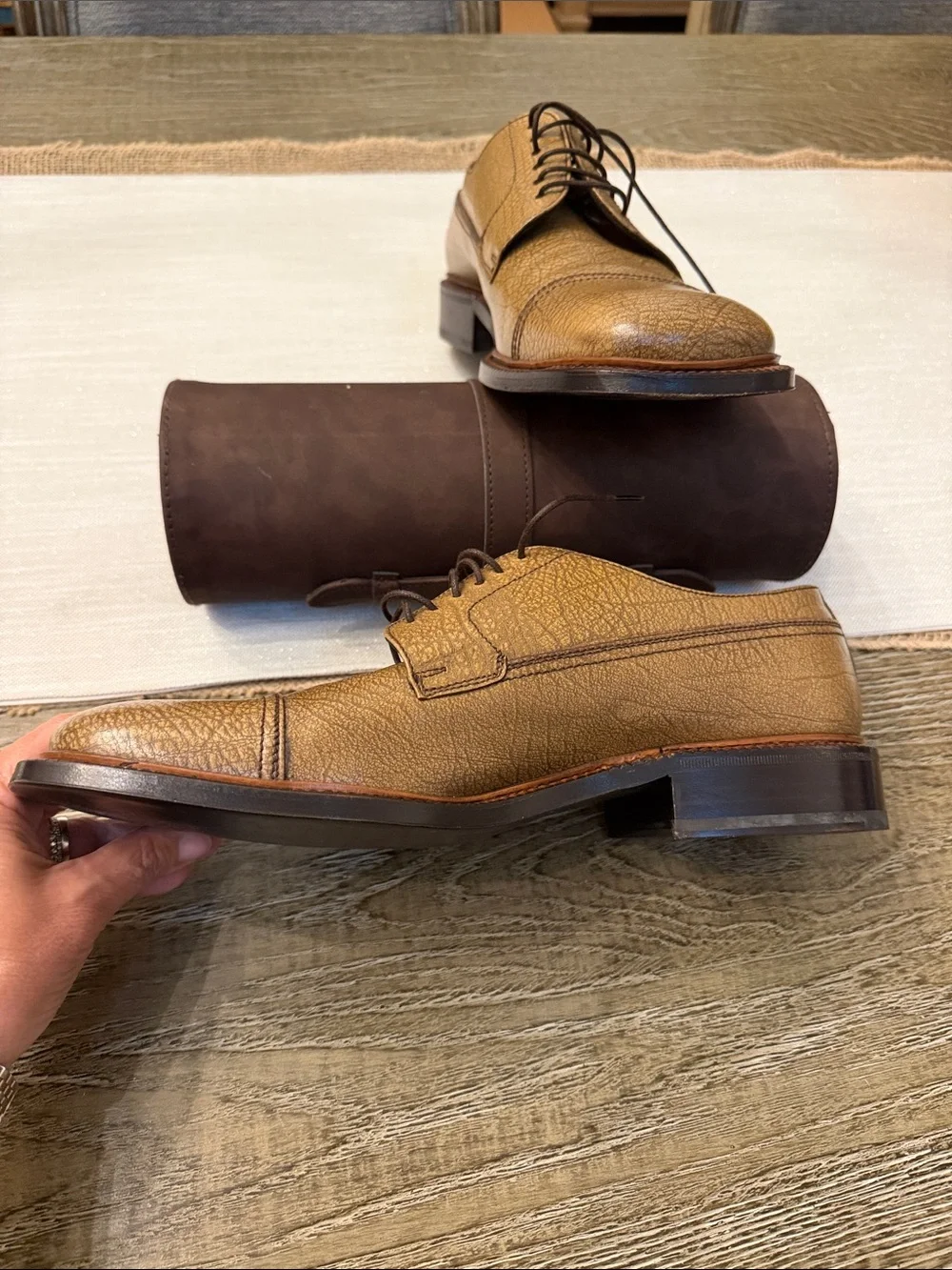 Prada Men's Brown Leather Derby Shoes
